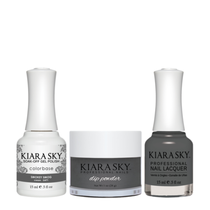 KIARA SKY 3in1 (Dipping Powder + Gel Polish + Nail Lacquer) - DGL 471, Smokey Smog